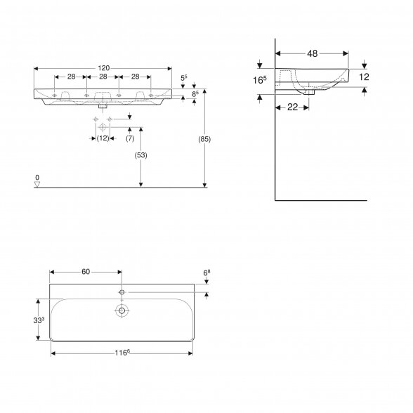 Praustuvas baldinis GEBERIT Smile Square 120 cm 10