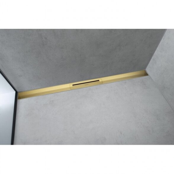 Grotelės dušo latakui (glaudžiama prie sienos) HANSGROHE RainDrain Flex Polished Gold Optic (Įvairių ilgių pasirinkimas) 5