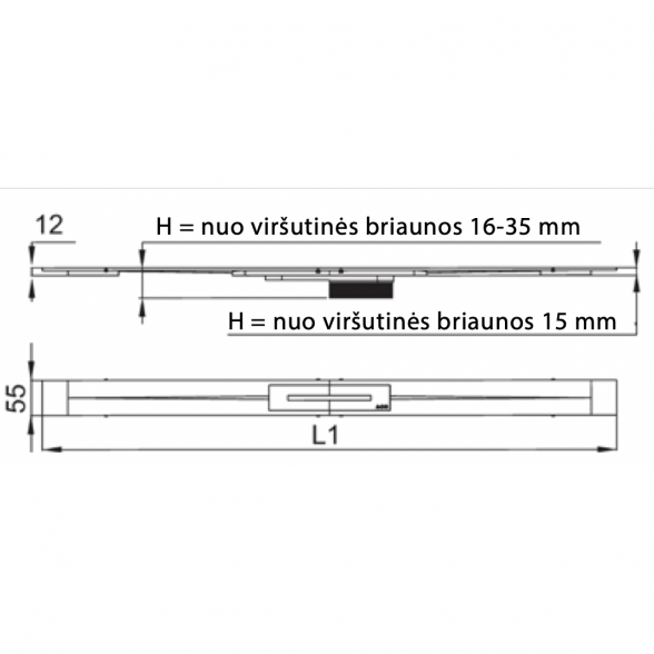 Dušo latako komplektas ACO ShowerDrain S su juodomis-matinėmis Plate grotelėmis ir trapu (4 in 1) (Įlgių pasirinkimas) 16