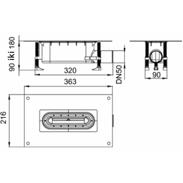 Dušo latako komplektas ACO ShowerDrain S su Plate grotelėmis ir trapu (4 in 1) (Įlgių pasirinkimas) 36