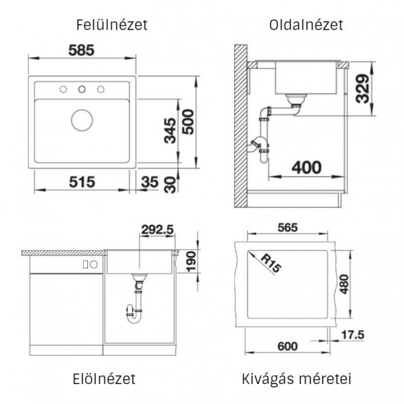 Akmens masės (granitinė) plautuvė BLANCO Legra 6, Aliuminio metalinė 2