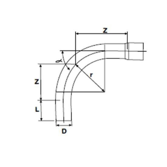 Alkūnė ilga PVC-U PİMTAŞ 110 x 90° (PN10)  1