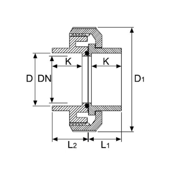 Išardomas sujungimas PVC-U PİMTAŞ 110 (PN16)  1