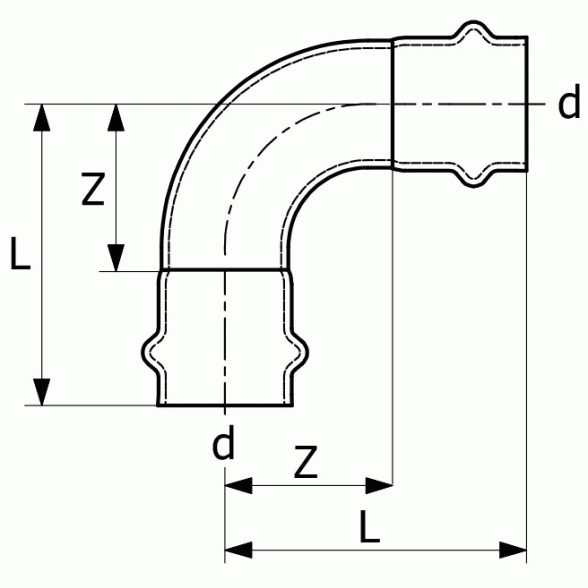 Alkūnė presuojamo anglinio plieno EUROTUBI 18 x 18 mm v/v - 90°, (V profilis) 1