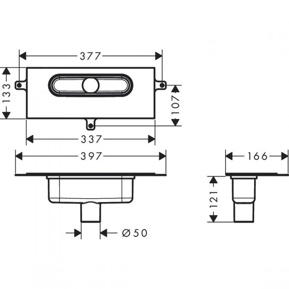 Apatinė dalis dušo latakui HANSGROHE uBox Universal Base vertical, 01002180 1