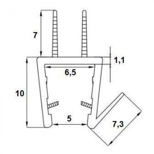 Berėmių dušo kabinų durų apačios sandarinimo juosta BALTIJOS GLASS 8 mm - 1900 mm 1