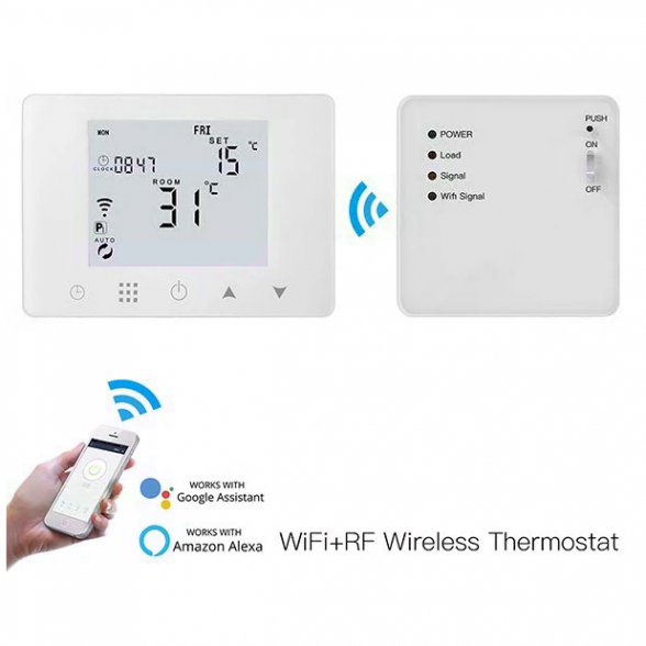 Belaidis virštinkinis patalpos termostatas Wiriless, baltas 2
