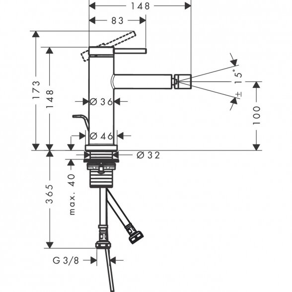 Bidė maišytuvas HANSGROHE Tecturis S, 73201140 1