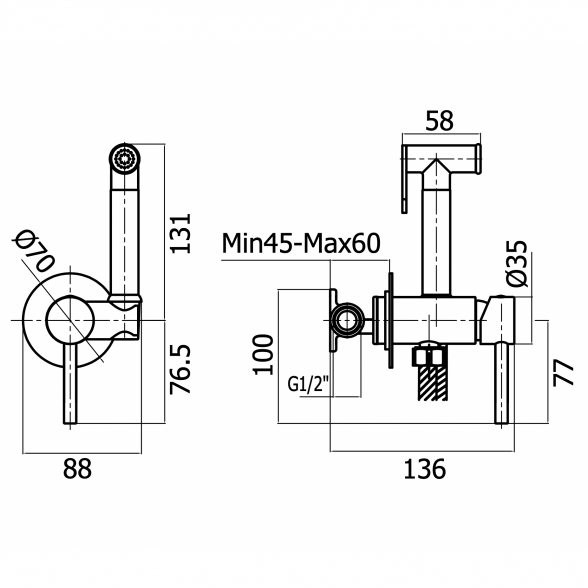 Bidetta dušelio komplektas MARINER Logica, LOG2000-CR 2