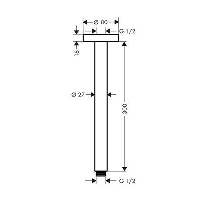 Dušo laikiklis iš lubų HANSGROHE 30 cm, 27389000 1