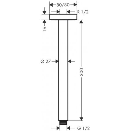 Dušo laikiklis iš lubų HANSGROHE 30 cm, 27388000 2