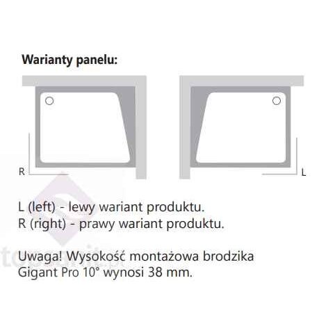 Dušo padėklas RAVAK Gigant Pro 80 x 100, dešininis 10°, baltas 3