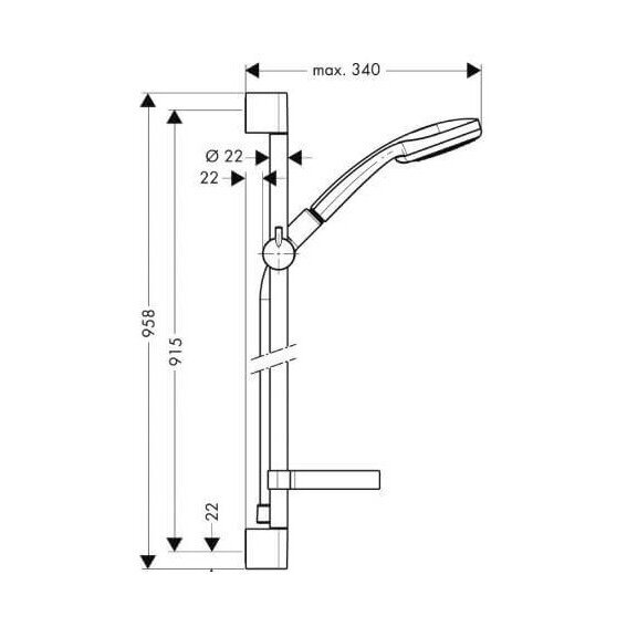 Dušo stovo komplektas HANSGROHE Croma 100 Vario / Unica'C 90 cm, su muiline, 27771000 7