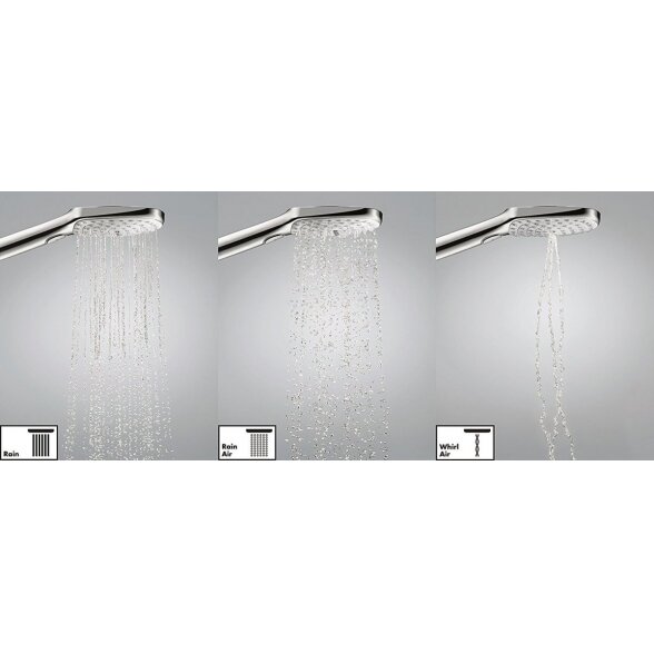 Dušo galvutė HANSGROHE Raindance Select E 120 3 jet Ecosmart, balta / chromas, 26520400 3