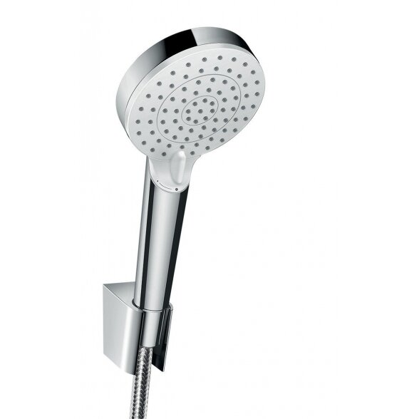 Dušo komplektas HANSGROHE Crometta 100 White/Chrome, 2 funkcijos, (Įvairių ilgių pasirinkimas)