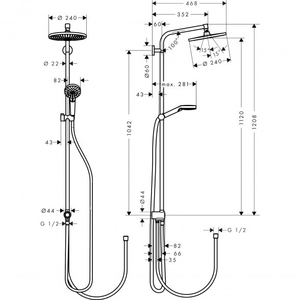 Dušo komplektas HANSGROHE Crometta S, 27270000 4