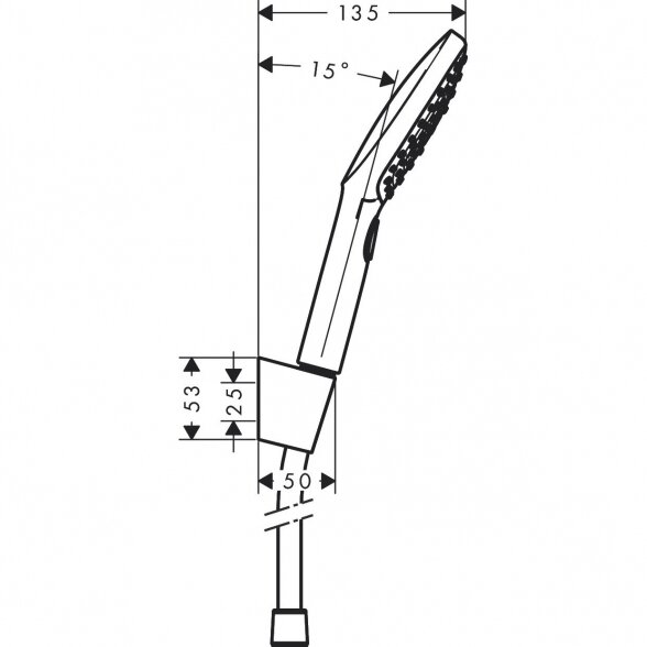 Dušo komplektas HANSGROHE Raindance Select E120 Chrome, 3 funkcijos, (Įvairių ilgių pasirinkimas) 1