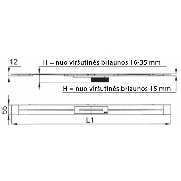 Dušo latako komplektas ACO ShowerDrain S su juodomis-matinėmis Plate grotelėmis ir trapu (4 in 1) (Įlgių pasirinkimas) 4