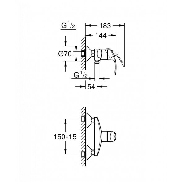 Dušo maišytuvas GROHE Eurosmart, 33555002 2