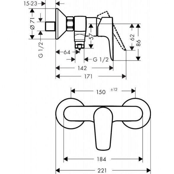 Dušo maišytuvas HANSGROHE Talis E, 71760990 1