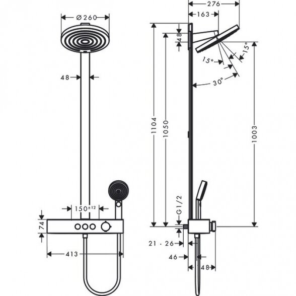 Dušo sistema su termostatu HANSGROHE Pulsify S, 24241700 4