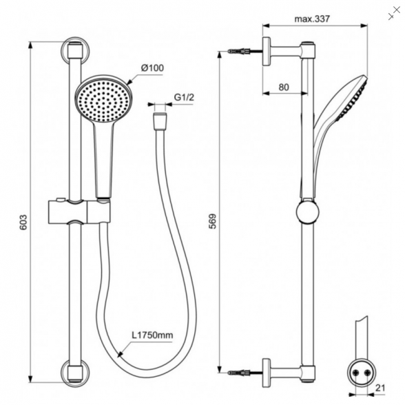 Dušo stovo komplektas IDEAL STANDART Idealrain, BD142XG 2