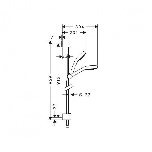 Dušo stovo komplektas HANSGROHE Croma Select S 90 cm 3jet srautas 9 l min, 26573400 3