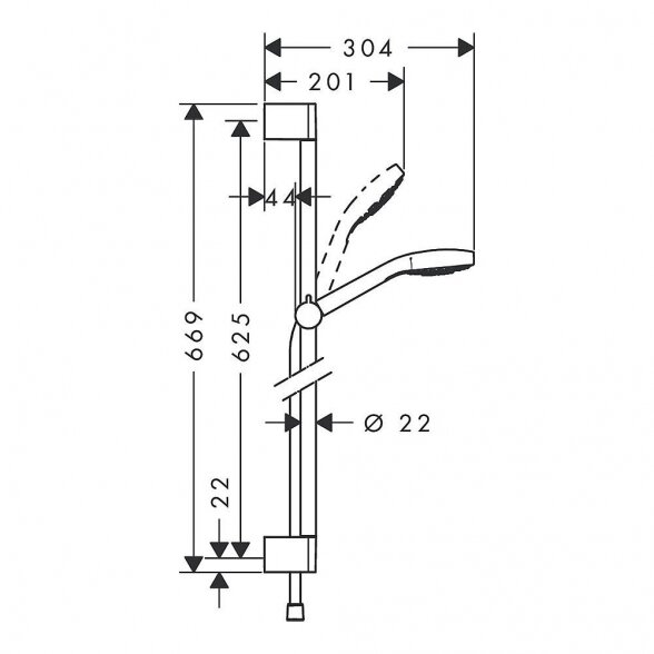 Dušo stovo komplektas HANSGROHE Croma Select S 65 cm 3jet srautas 9 l min, 26563400 4