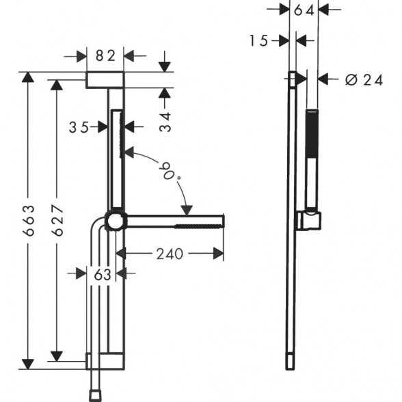 Dušo stovo komplektas HANSGROHE Pulsify S 663 mm 1jet EcoSmart, 24372670 1