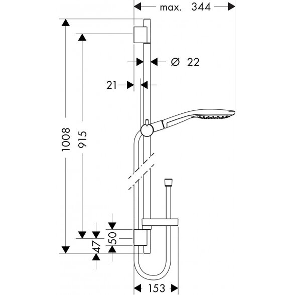 Dušo stovo komplektas HANSGROHE Raindance select S150 / Unica's puro, su muiline, 27803000 5