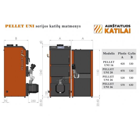 Granulinis katilas AUKŠTAITIJOS KATILAI Pellet Uni 12 kW 2