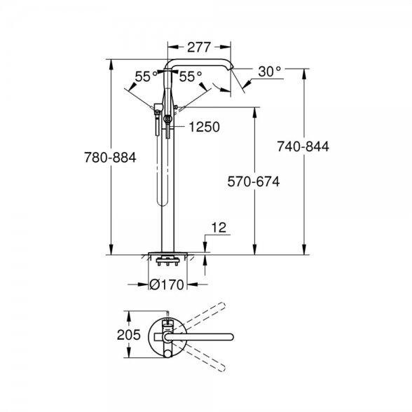 Grindinis vonios maišytuvas GROHE Essence, 25248DC1 1