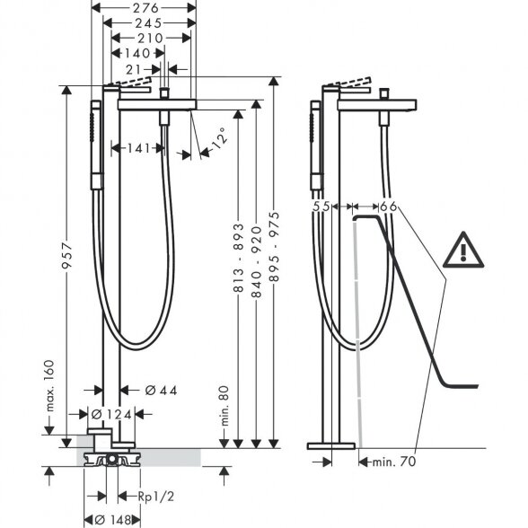 Grindinis vonios maišytuvas HANSGROHE Finoris, 76445700 2