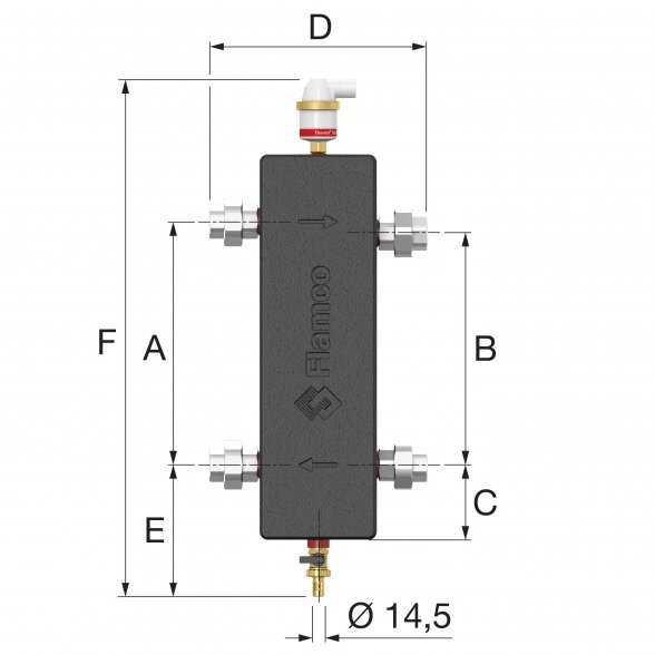 Hidraulinio srauto atskirimo indas FLAMCO FlexBalance EcoPlus C 100 kW - 1 1/4", 28378 2