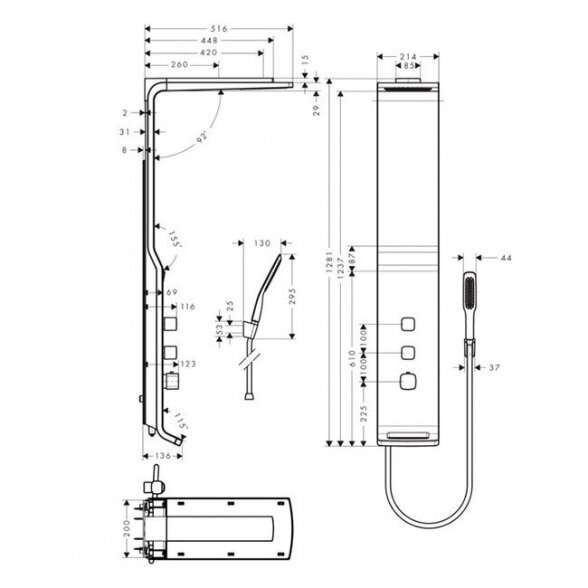 Hidromasažinė sienelė HANSGROHE Raindance Lift White/Chrome, 27008400 4