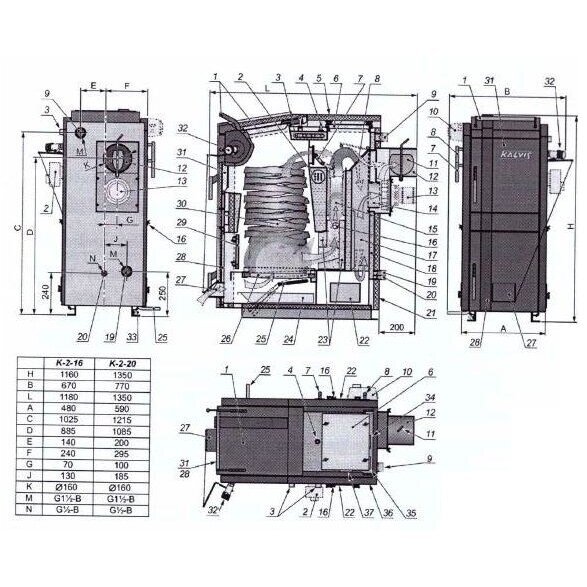 Kieto kuro katilas KALVIS K-2-16N 1