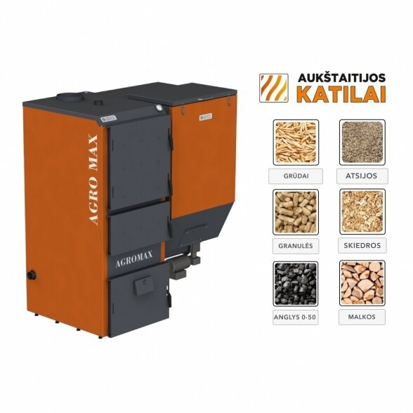 Universalus granulinis katilas AUKŠTAITIJOS KATILAI Agro Max 100 kW 2