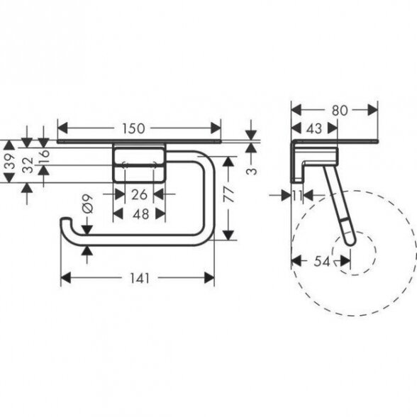 Laikiklis tualetiniam popieriui su lentynėle HANSGROHE AddStoris 41772340, bružinto juodo chromo 1