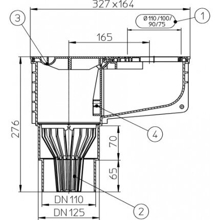 Lietaus surinkimo trapas HL, juodas HL660E 1