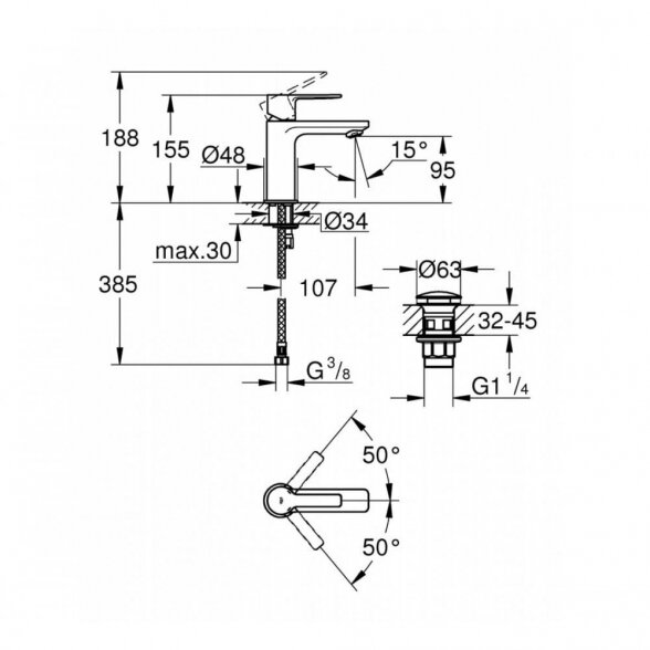 Maišytuvas praustuvui GROHE Lineare XS-Size, 23791DC1 1