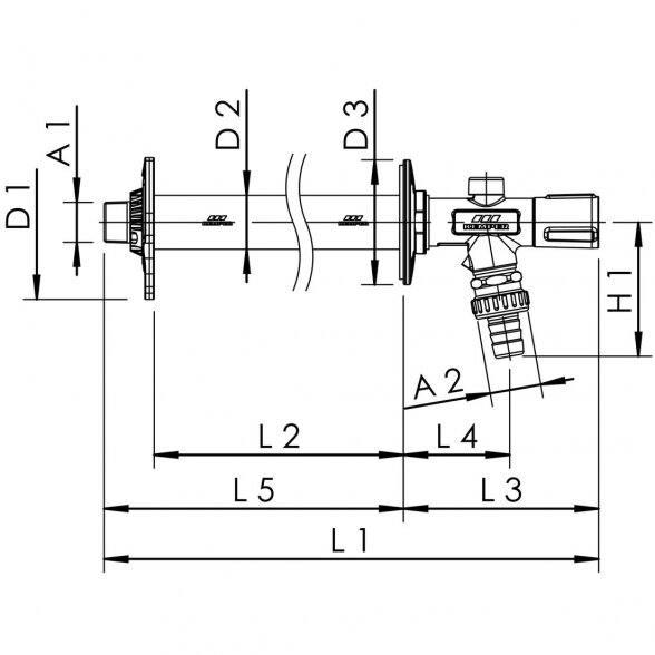 Neužšąlantis lauko čiaupas KEMPER Frosti 150 / 415 mm storio sienoms su raktu, 5780301500 1