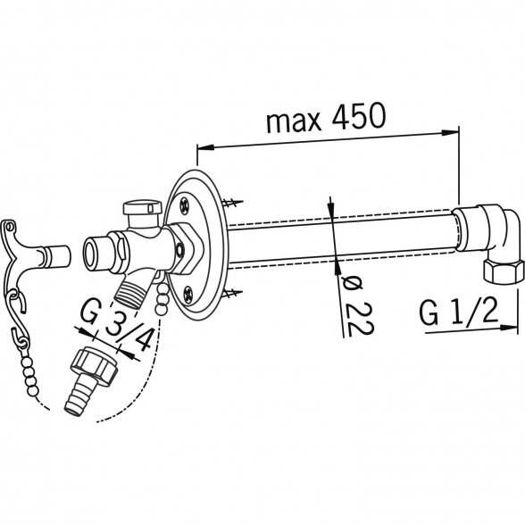 Neužšąlantis lauko čiaupas HANSA 450 mm, 69509101 1