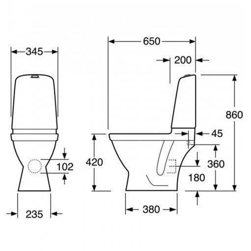 Pastatomas unitazas GUSTAVSBERG Nautic 1510 C+ Hygienic Flush su soft close dangčiu 7