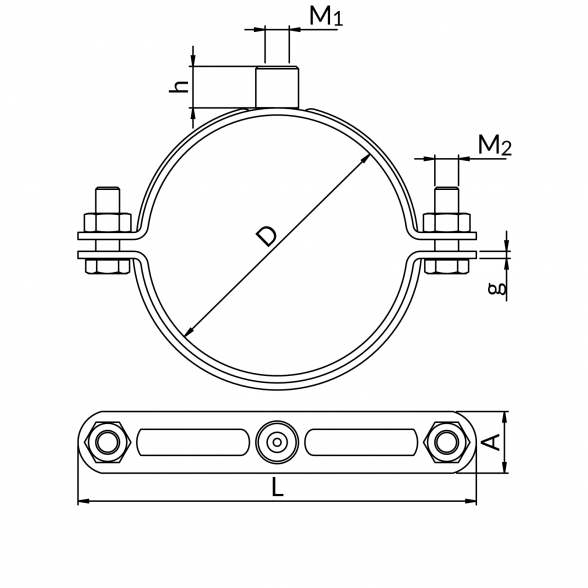 Laikiklis sprinklerinėms sistemoms NICZUK DN 1 1/4" PP (41-44 mm), sriegis M8-10 1