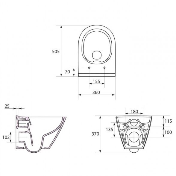 Pakabinama bidė CERSANIT City Oval 2