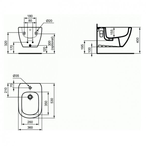 Pakabinama bidė IDEAL STANDARD Tesi, T457001 5