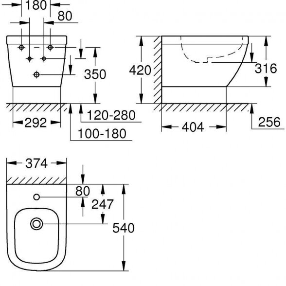 Pakabinama bidė GROHE Euro Ceramic, 39208000 2