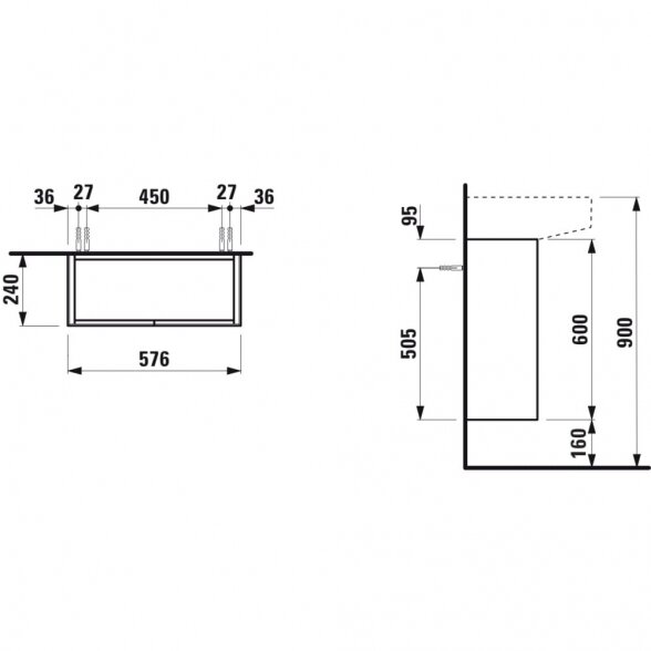 Pakabinama spintelė LAUFEN Sonar 576x240 mm, H4054830341701 1