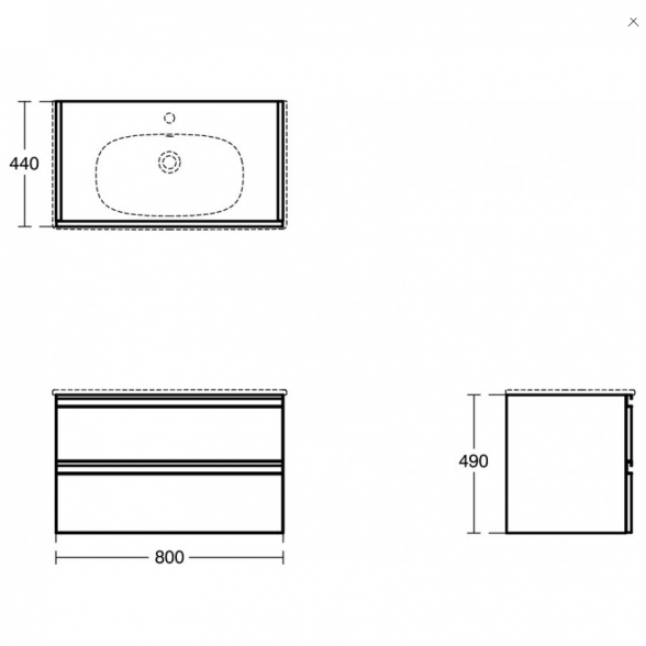 Pakabinama vonios spintelė IDEAL STANDARD Tesi, juoda matinė 80 cm,  T0051ZT 2