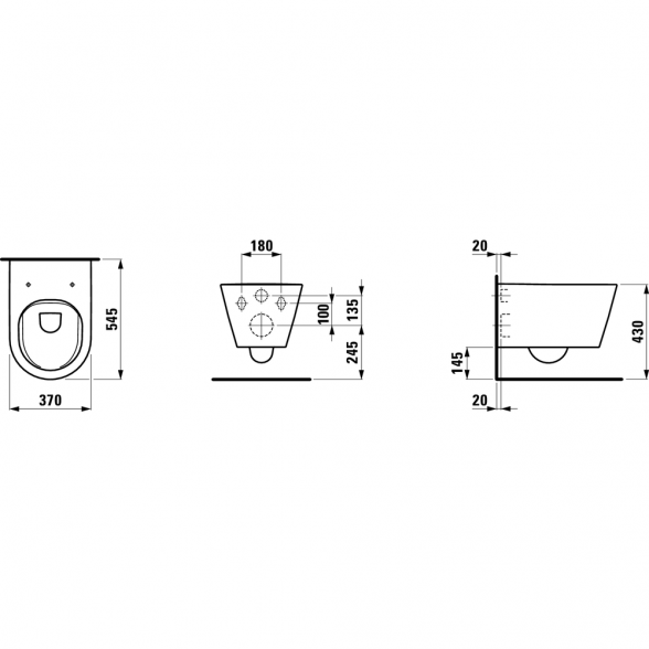 Pakabinamas unitazas LAUFEN Kartell Rimless su SoftClose dangčiu, juodas-matinis 1